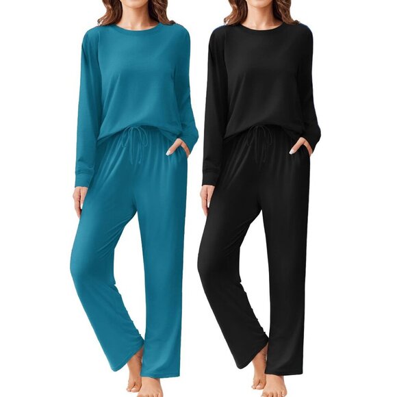 Women's 2-Pack Long Sleeve Pajama Set with Pockets Soft Loungewear S-XXL